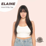 JBEXTENSION 26 Inches Scalpiana Tea Black Darkest Brown Wolf Cut 3.5X4 Hard Silky Top Natural Scalp Effect Wig With Bangs ELAINE
