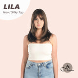 JBEXTENSION 20 Inches Scalpiana Cold Brown Wolf Cut 3.5X4 Hard Silky Top Natural Scalp Effect Wig With Bangs LILA