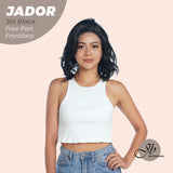 JBEXTENSION 10 Inches Jet Black Curly Lace Front Wig.Pre Plucked 13*3 HD Transparent Lace Frontal Handmade Futura Fiber Swiss Lace Synthetic Fiber Glueless Wig JADOR BLACK