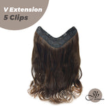 JBEXTENSION 20 Inches Hair V Extensions 5 Clip-in Curly Hair Extension With Clips 190g