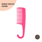 JBEXTENSION PEINE DE DIENTES ANCHOS ROSA CALIENTE - Peines de pelo largo y rizado con dientes anchos para desenredar permanente