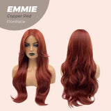 JBEXTENSION Peluca rizada de 26 pulgadas para mujer, color rojo cobrizo, peluca frontal precortada, EMMIE COPPER RED