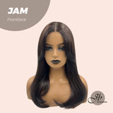 JBEXTENSION Peluca de encaje frontal precortada rizada marrón oscuro de 18 pulgadas JAM