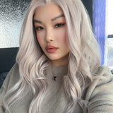 JBEXTENSION 20 Inches Ash Pink Curly Fiber X, Tangle Less Pre-Cut Free Part Frontlae Glueless Wig ALESSANDRA ASH PINK