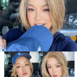 JBEXTENSION 14 Inches Honey Blonde Pre-Cut Snowflake Lace Frontlace Glueless Wig KIMBERLEY【PERMATEASE】【BENDY EAR TABS】