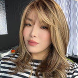 JBEXTENSION 16 Inches Scalpiana 3.5X4 Hard Silky Top Natural Scalp Effect Hazelnut Body Wave Wig With Bangs Wig MIMI SILKY TOP HAZELNUT