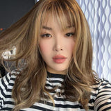 JBEXTENSION 16 Inches Scalpiana 3.5X4 Hard Silky Top Natural Scalp Effect Hazelnut Body Wave Wig With Bangs Wig MIMI SILKY TOP HAZELNUT