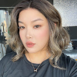 HOT OF SEASON - 12 Inches Wave Dark Brown with Blonde Highlight with Dark Root Pre-Cut Frontlace Glueless Wig ALBA