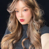 JBEXTENSION 26 Inches Long Caramel Body Wave With Bangs MANDA CARAMEL