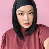JBEXTENSION 12 Inches Short Hair Black Headband Wig RUSH FADE BOB - BLACK