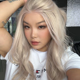 JBEXTENSION 20 Inches Ash Pink Curly Fiber X, Tangle Less Pre-Cut Free Part Frontlae Glueless Wig ALESSANDRA ASH PINK