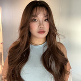 JBEXTENSION 28 Inches Curly Mocha with Dark Root Pre-Cut Frontlace Glueless Wig KANDIE