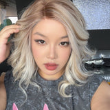 JBEXTENSION 12 Inches Blonde Curly Pre-Cut Side Part Snowflake Lace Frontlace Glueless Wig FATIMA SNOWFLAKE【BENDY EAR TABS】- M/L