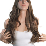 JBEXTENSION 26 Inches Light Brown Curly Wig With Bangs MAGGIE
