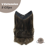 JBEXTENSION 20 Inches Hair V Extensions 5 Clip-in Curly Hair Extension With Clips 190g