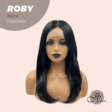 JBEXTENSION 22 Inches Jet Black Medium Length Women Frontlace Glueless Wig ROBY BLACK