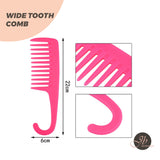 JBEXTENSION PEINE DE DIENTES ANCHOS ROSA CALIENTE - Peines de pelo largo y rizado con dientes anchos para desenredar permanente