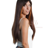 JBEXTENSION 26 Inches Red Brown With Copper Highlight Straight Wig With Bangs TIA