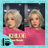 HOT OF SEASON - 12 Inches Bob Cut Cream Blonde Pre-Cut Snowflake Lace Frontlace Glueless Wig KHLOE CREAM BLONDE【PERMATEASE】【BENDY EAR TABS】