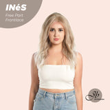 JBEXTENSION 22 Inches Peach Blonde Body Wave Pre-Cut Free Part Frontlae Glueless Wig INéS