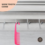 JBEXTENSION PEINE DE DIENTES ANCHOS ROSA CALIENTE - Peines de pelo largo y rizado con dientes anchos para desenredar permanente