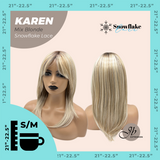 JBEXTENSION 18 Inches Mix Blonde Pre-Cut T Part Snowflake Lace Frontlace Glueless Wig KAREN MIX BLONDE【BENDY EAR TABS】