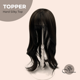 JBEXTENSION 16 Inches Scalpiana Hard Silky Topper Clip in Synthetic Fiber Wave Topper Hair Piece Hair with Bangs for Women Clip in Top Crown Hair Clip on Toupee Hairpiece for Slight Hair Loss/Thinning Hair
