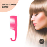 JBEXTENSION PEINE DE DIENTES ANCHOS ROSA CALIENTE - Peines de pelo largo y rizado con dientes anchos para desenredar permanente