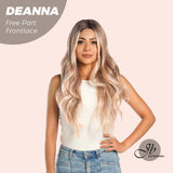 JBEXTENSION 28 Inches Long Apricot Curly Pre-Cut Free Part Frontlace Glueless Wig DEANNA FREE PART