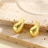 JBSELECTION Gold Plated Silver Post Teardrop Chunky Hoop Earrings | Lightweight Drop Earrings for Women