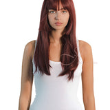 JBEXTENSION 22 Inches Straight Red Hime Cut Wig With Bangs ELENA