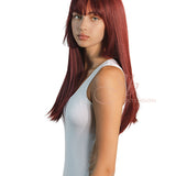 JBEXTENSION 22 Inches Straight Red Hime Cut Wig With Bangs ELENA