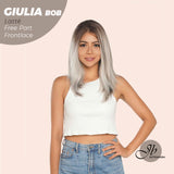 JBEXTENSION 14 Inches Bob Cut Mix Color With Highlight Free Part Pre-Cut Frontlace Glueless Wig GIULIA BOB LATTé (FREE PARTING)
