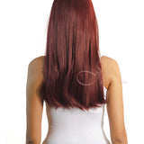 JBEXTENSION 22 Inches Straight Red Hime Cut Wig With Bangs ELENA