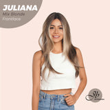 JBEXTENSION 26 Inches Wolf Cut Brown With Blonde Highlight Frontlace Glueless Wig JULIANA MIX BLONDE