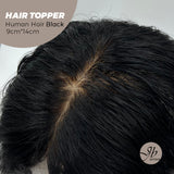 JBEXTENSION 10 pulgadas Natural negro marrón cabello humano ondulado TOPPER 9*14
