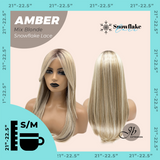 JBEXTENSION 21 Inches Straight Mix Blonde Pre-Cut T Part Snowflake Lace Frontlace Glueless Wig AMBER MIX BLONDE【BENDY EAR TABS】