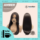 JBEXTENSION 21 Inches Straight Dark Brown Pre-Cut T Part Snowflake Lace Frontlace Glueless Wig AMBER DARK BROWN【BENDY EAR TABS】