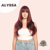 JBEXTENSION 25 Inches Red Curly Fashion Wig With Full Bangs ALYSSA