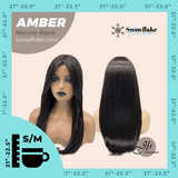 JBEXTENSION 21 Inches Straight Natural Black Pre-Cut T Part Snowflake Lace Frontlace Glueless Wig AMBER NATURAL BLACK【BENDY EAR TABS】