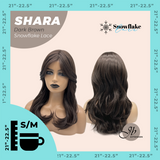 JBEXTENSION 17 Inches Curly Dark Brown Pre-Cut T Part Snowflake Lace Frontlace Glueless Wig SHARA DARK BROWN【BENDY EAR TABS】
