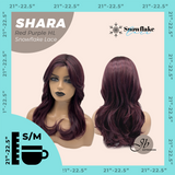 JBEXTENSION 17 Inches Curly Red Purple Highlight Pre-Cut T Part Snowflake Lace Frontlace Glueless Wig SHARA RED PURPLE HIGHLIGHT【BENDY EAR TABS】