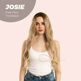 JBEXTENSION Peluca con malla frontal rubia con onda de raíz oscura de 26 pulgadas. Peluca frontal de encaje transparente prearrancada 6*14 HD JOSIE