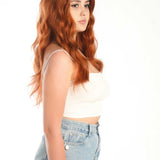 JBEXTENSION 24 Inches Copper Body Wave With Bangs Wig KIMMY COPPER