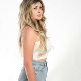 JBEXTENSION 26 Inches Mix Blonde With Dark Root Body Wave With Bangs MANDA