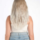 JBEXTENSION 22 Inches Peach Blonde Body Wave Pre-Cut Free Part Frontlae Glueless Wig INéS
