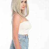 JBEXTENSION 14 Inches Bob Cut White Grey Pre-Cut Frontlace Glueless Wig SNOW BOB CUT