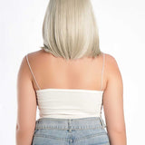 JBEXTENSION 14 Inches Bob Cut White Grey Pre-Cut Frontlace Glueless Wig SNOW BOB CUT