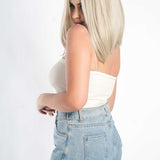 JBEXTENSION 14 Inches Bob Cut White Grey Pre-Cut Frontlace Glueless Wig SNOW BOB CUT