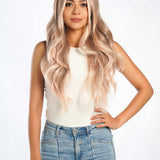 JBEXTENSION 28 Inches Long Apricot Curly Pre-Cut Free Part Frontlace Glueless Wig DEANNA FREE PART